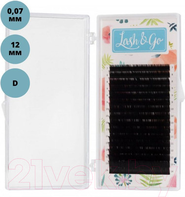 Ресницы для наращивания Lash&Go На ленте 12/D/0.07мм (16 линий, черный)