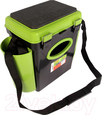 Ящик рыболовный Helios FishBox односекционный (10л, черный/зеленый)