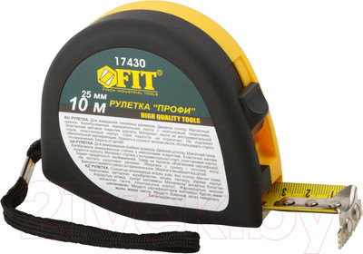 Рулетка FIT Профи / 17430 (черный/желтый)