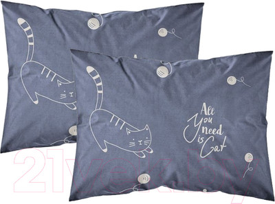 Комплект наволочек Samsara Коты на синем фоне К5070Н-6