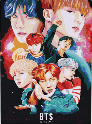 Картина по номерам Red Panda BTS космос p53976