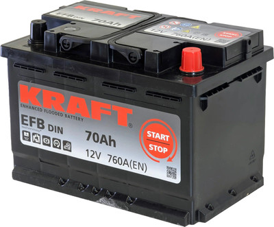 Автомобильный аккумулятор KrafT EFB 70 R / EFB-L3 (70 А/ч)