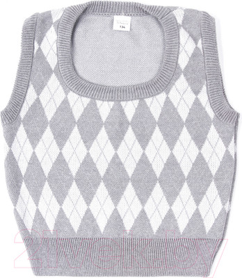 Жилет детский Amarobaby Knit Romb / AB-OD23-KNIT10R/1100-146 (серый/белый, р.146)