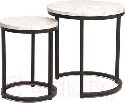 Комплект журнальных столиков Signal Hola (белый мрамор/черный)