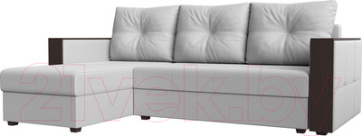 Диван угловой Лига Диванов Валенсия Лайт левый (экокожа белый)