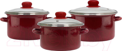 Набор кастрюль Эмаль Вишневый сорбет 9С-305