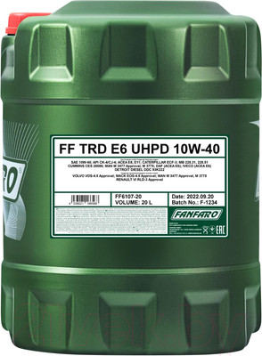 Моторное масло Fanfaro TRD E6 UHPD 10W40 CK-4/CJ-4 / FF6107-20 (20л)