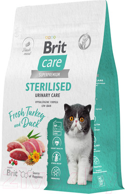 Сухой корм для кошек Brit Care Cat Sterilised Urinary Care с индейкой и уткой / 1067054 (400г)
