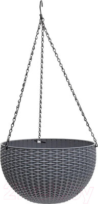 Кашпо BOTANICA Rattan (26x16см, серый)