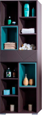 Шкаф-пенал для ванной Бриклаер Кристалл 60 / НМ 011.94 (ясень анкор темный/софт графит/муссон)