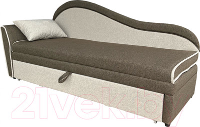 Тахта Анмикс Вика левая (рогожка, коричневый/светло-бежевый)