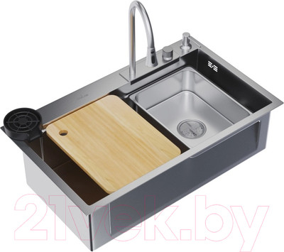 Мойка кухонная со смесителем Mixline Pro 552103 (сатин, с сифоном)