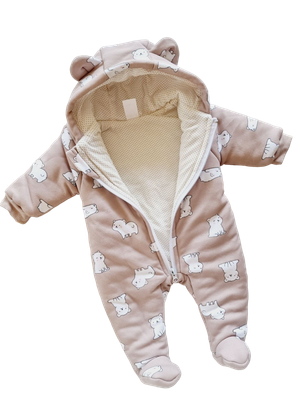 Комбинезон прогулочный детский Sofi Узоры Мишка / 3023-МБ (р.62, бежевый)
