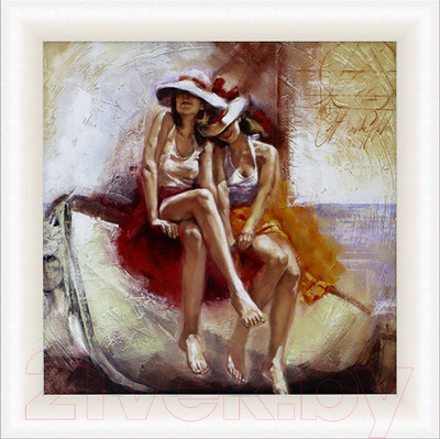 Картина Декарт Девушки на лодке 8Л2364 (в раме)