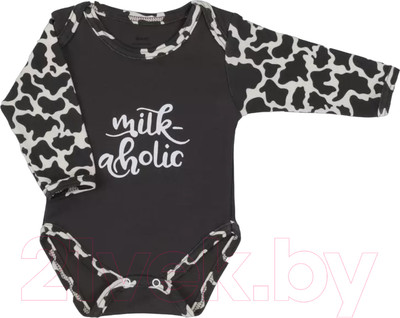 Боди для малышей Rant Milk-Aholic С длинным рукавом / 6181 (графит, р.56)