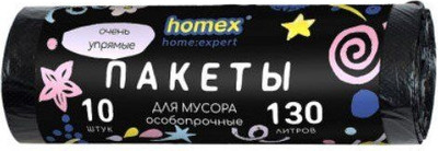 Пакеты для мусора Homex Очень Упрямые Особопрочные (130л, 10шт)