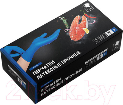 Перчатки хозяйственные Komfi High Risk латексные прочные (S, синий)