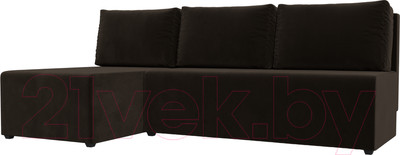 Диван угловой Лига Диванов Поло левый (микровельвет коричневый)