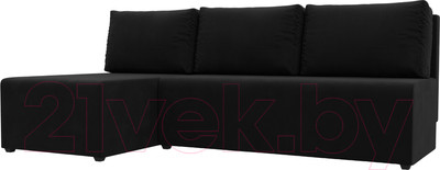 Диван угловой Лига Диванов Поло левый (микровельвет черный)