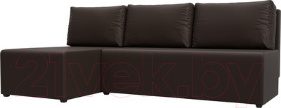 Диван угловой Лига Диванов Поло левый (экокожа коричневый)
