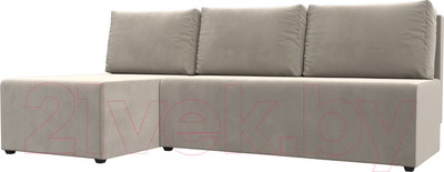 Диван угловой Лига Диванов Поло левый (микровельвет бежевый)