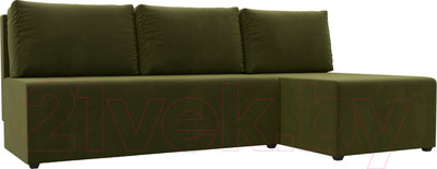 Диван угловой Лига Диванов Поло правый (микровельвет зеленый)
