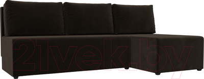 Диван угловой Лига Диванов Поло правый (микровельвет коричневый)