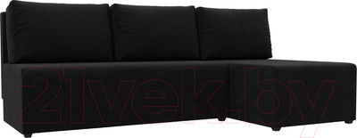 Диван угловой Лига Диванов Поло правый (микровельвет черный)