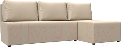 Диван угловой Лига Диванов Поло правый (экокожа бежевый)