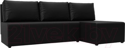 Диван угловой Лига Диванов Поло правый (экокожа черный)