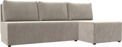 Диван угловой Лига Диванов Поло правый (микровельвет бежевый)