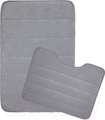 Набор ковриков для ванной и туалета Вилина Велюр 7174 (60x100, 50x60, светло-серый)