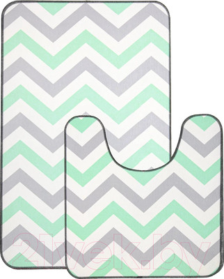 Набор ковриков для ванной и туалета Вилина Зигзаги / 7060-22002 (50x85, 50x52, серый/голубой)