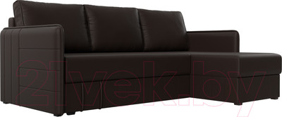 Диван угловой Лига Диванов Слим правый (экокожа коричневый)
