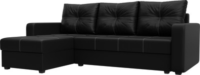 Диван угловой Лига Диванов Ливерпуль Лайт левый (экокожа черный)