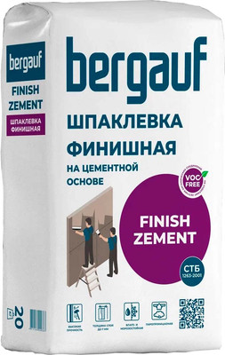 Шпатлевка Bergauf Finish Zement финишная (20кг, белый)