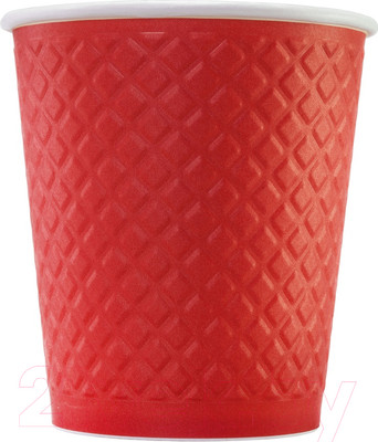 Набор бумажных стаканов Паксервис 250мл / EM80-280 (500шт, вафельный красный)