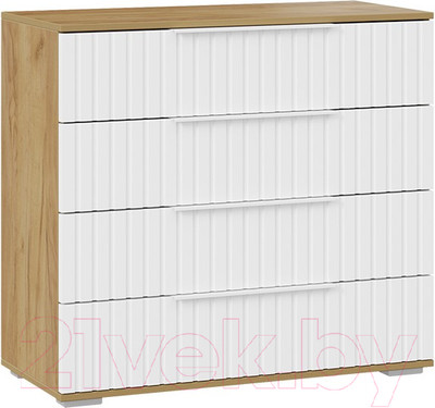Комод ТриЯ Хилтон (дуб крафт золотой/белый матовый)