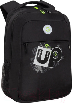 Школьный рюкзак Grizzly RB-456-3 (черный/салатовый)