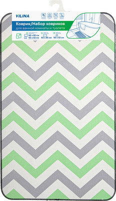 Коврик для ванной Вилина Зигзаги 7068-22002 (50x85, серый/зеленый)
