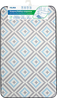 Коврик для ванной Вилина Ромбы 7068-22003 (50x85, серый/голубой)