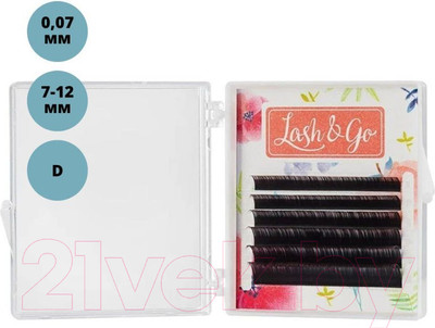 Ресницы для наращивания Lash&Go На ленте 7-12/D/0.07мм (6 линий, черный)