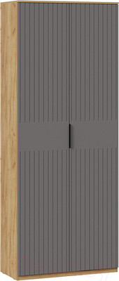 Шкаф ТриЯ Хилтон комбинированный с 2 дверьми исп.2 (дуб крафт золотой/графит матовый)