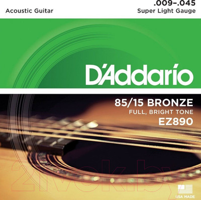 Струны для акустической гитары D'Addario EZ890 Super Light 9-45