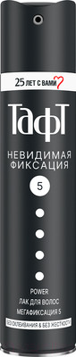 Лак для укладки волос Тафт Power невидимая фиксация мегафиксация (225мл)