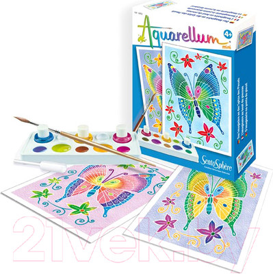 Набор для творчества SentoSphere Акварельная раскраска Бабочки Мини / 6002