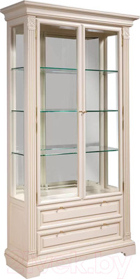 Шкаф с витриной Гомельдрев ГМ 5907 Береза (крем/патина)