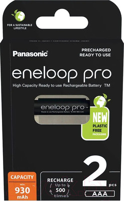 Комплект аккумуляторов Panasonic Eneloop Pro AAA 930 2BP (BK-4HCDE/2BE)
