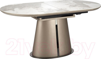 Обеденный стол Halmar Robinson 160-200x90x76 (бежевый мрамор/капучино/черный)