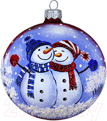 Шар новогодний Декарт Пара снеговиков 8Ш0091 (10см, красный)